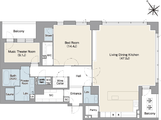2LDKの間取りの画像